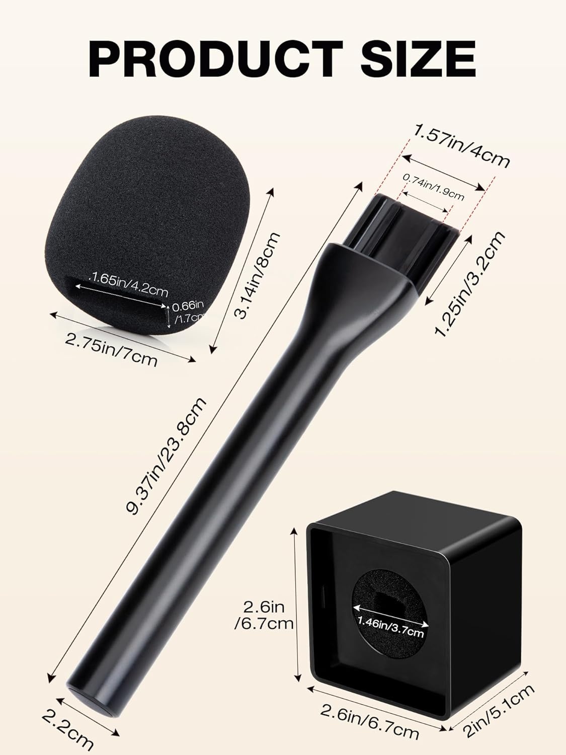 SUNMON Mic Handle for Rode Wireless GO I/Ii/Pro DJI Mic 1/2,Rode Interview Microphone Adapter Handheld with Interview Cube Box