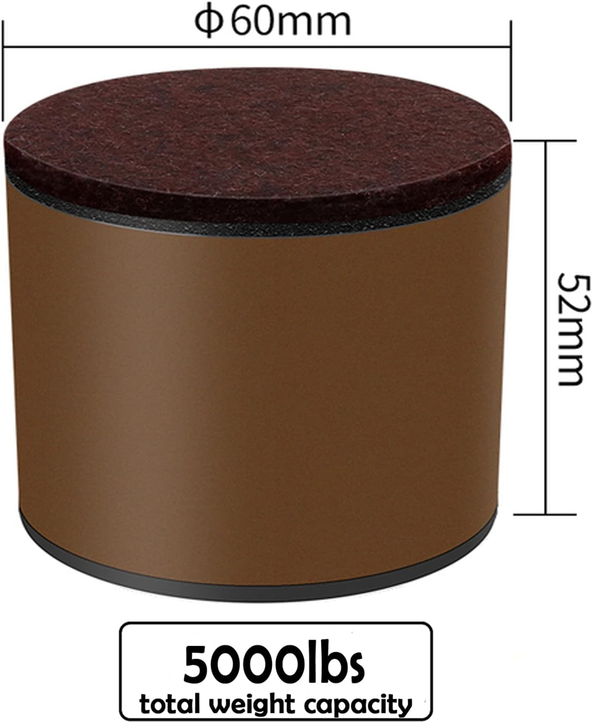 Furniture Bed Risers 2 Inch Carbon Steel, BRUIQIM Self-Adhesive Bed Riser, Table Riser, Sofa Riser, Furniture Riser Adds 2" in Height,Solid Steel Bed Riser Supports 5000 Lbs (Brown, Black)