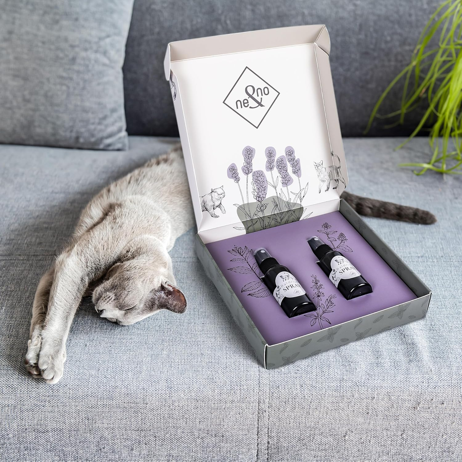 Ne&No&reg; Valerian Spray Gift Set of 2 for Spraying Toys, Scratching Posts, Cat Litter Tray, 50 Ml Contents per Bottle, Catnip Spray, Valerian Spray for Cats (BALDRIAN Spray) image number 1