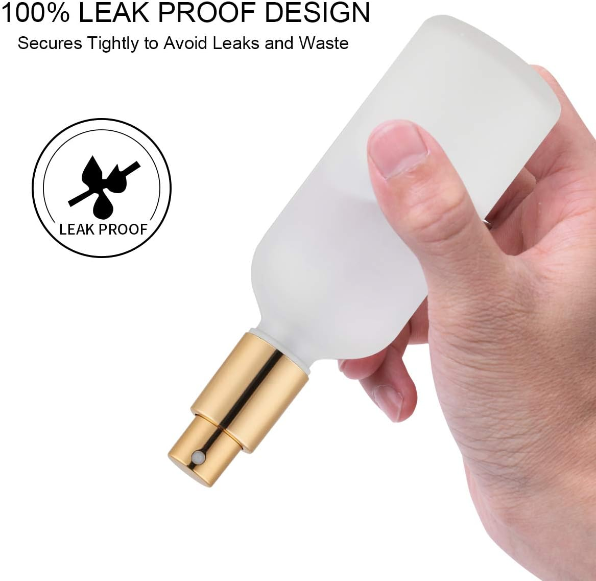 Glass Spray Bottle 3.4Oz, Empty Frosted Perfume Atomizer, Fine Mist Spray,Gold Sprayer (2 PACK) image number 6