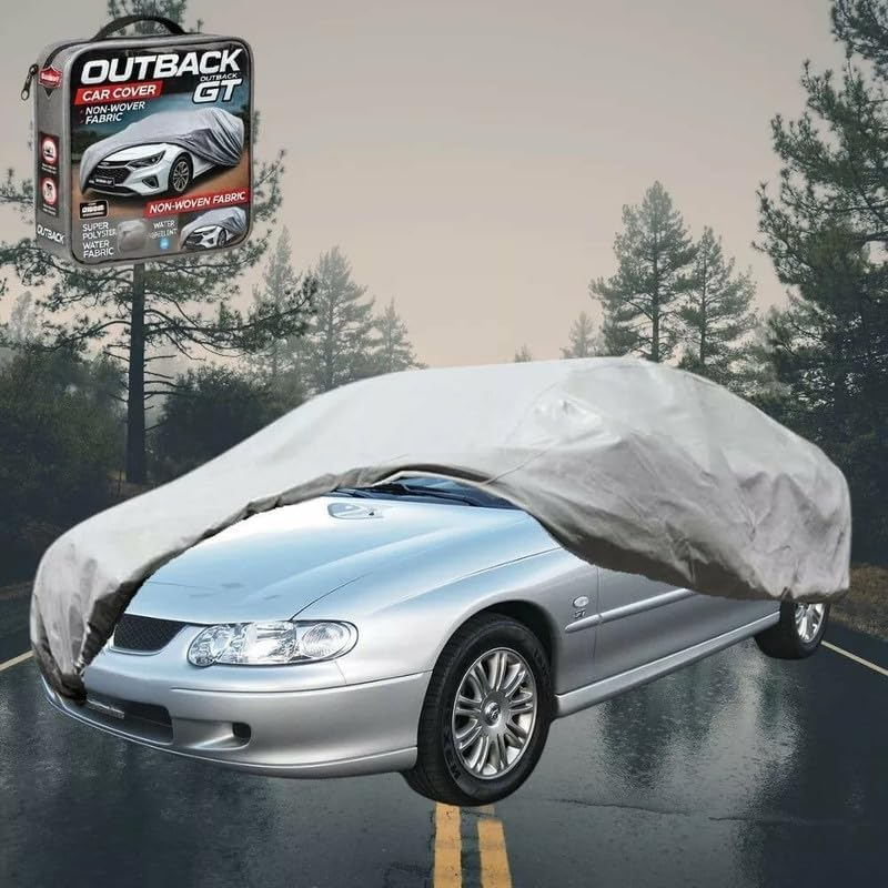 Outback GT Silvershield Outdoor Car Cover for Holden Commodore 1997-2006 (VT VX VY VZ) L - Zipper Door & Elastic Hem - UV Protection - Universal Fit - Water, Dust & Scratch Proof - Grey image number 2