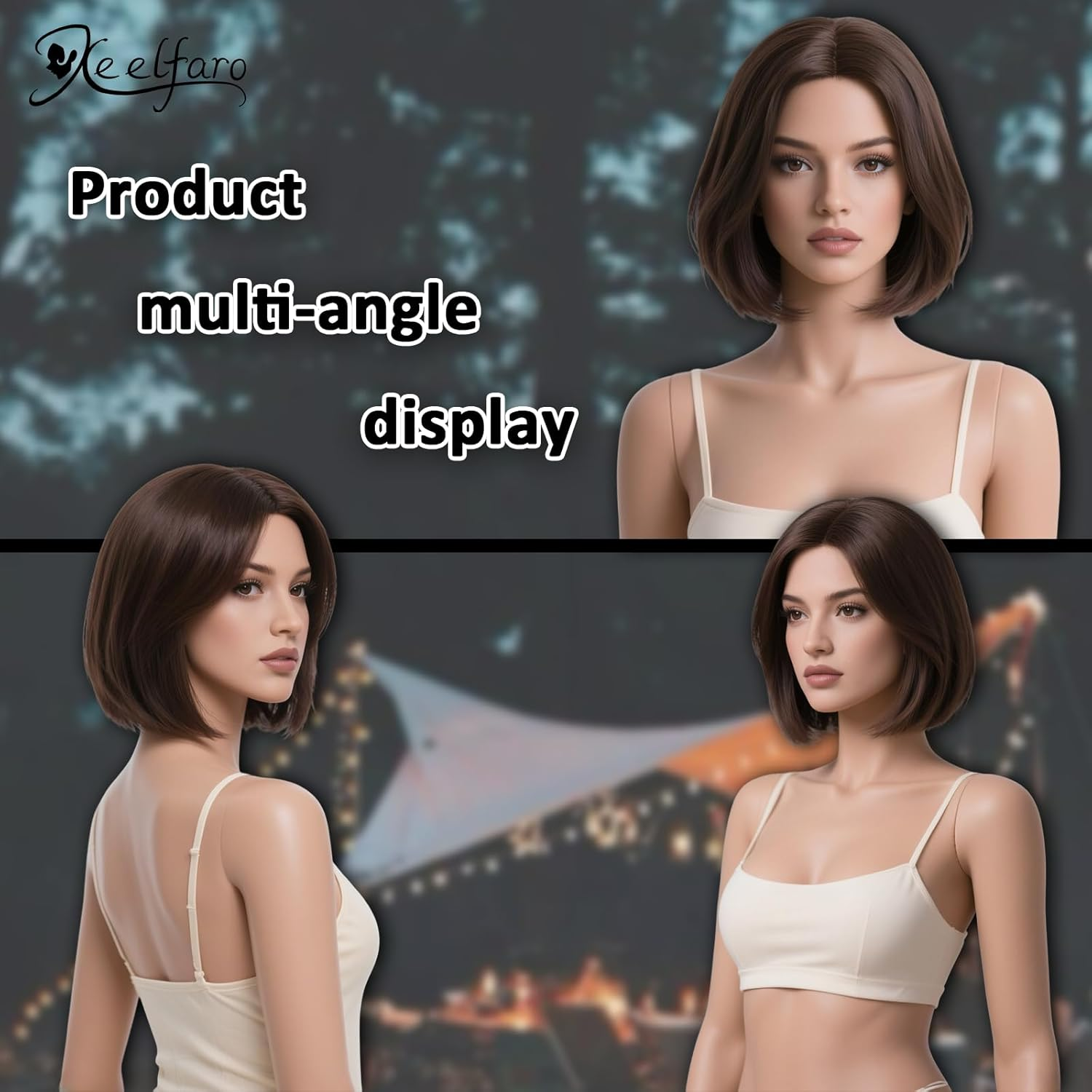 Xeelfaro Dark Brown Natural Straight Bob Wig for Women Full Head with Asymmetric Layered Cut & Free-Parting, Smooth 12Inch Wig for Decision-Making Scenarios Modern Styling (Dark Brown, 12Inch) image number 3