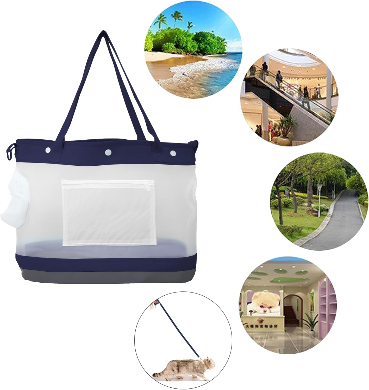 Dog Purse Carrier for Small Dogs, Cats - Dog Carrier Purse for Small Animals up to 22Lbs, Collapsible Breathable Pet Carrier Sling for Outing Travel Vet-Dark Blue - Gray image number 5