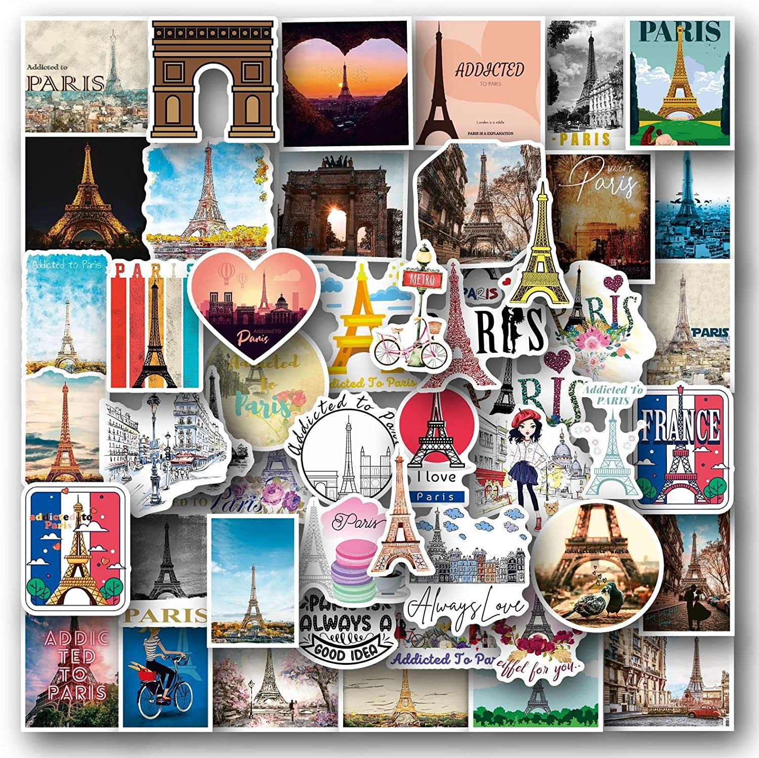 50 Packs Paris Stickers Water Bottles Laptop Phone Computer Guitar Skateboard Hydroflasks Addicted to Paris Vinyl Sticker Waterproof Aesthetic Trendy Decals for Kids Teens Girls Adults - Dragon image number 5