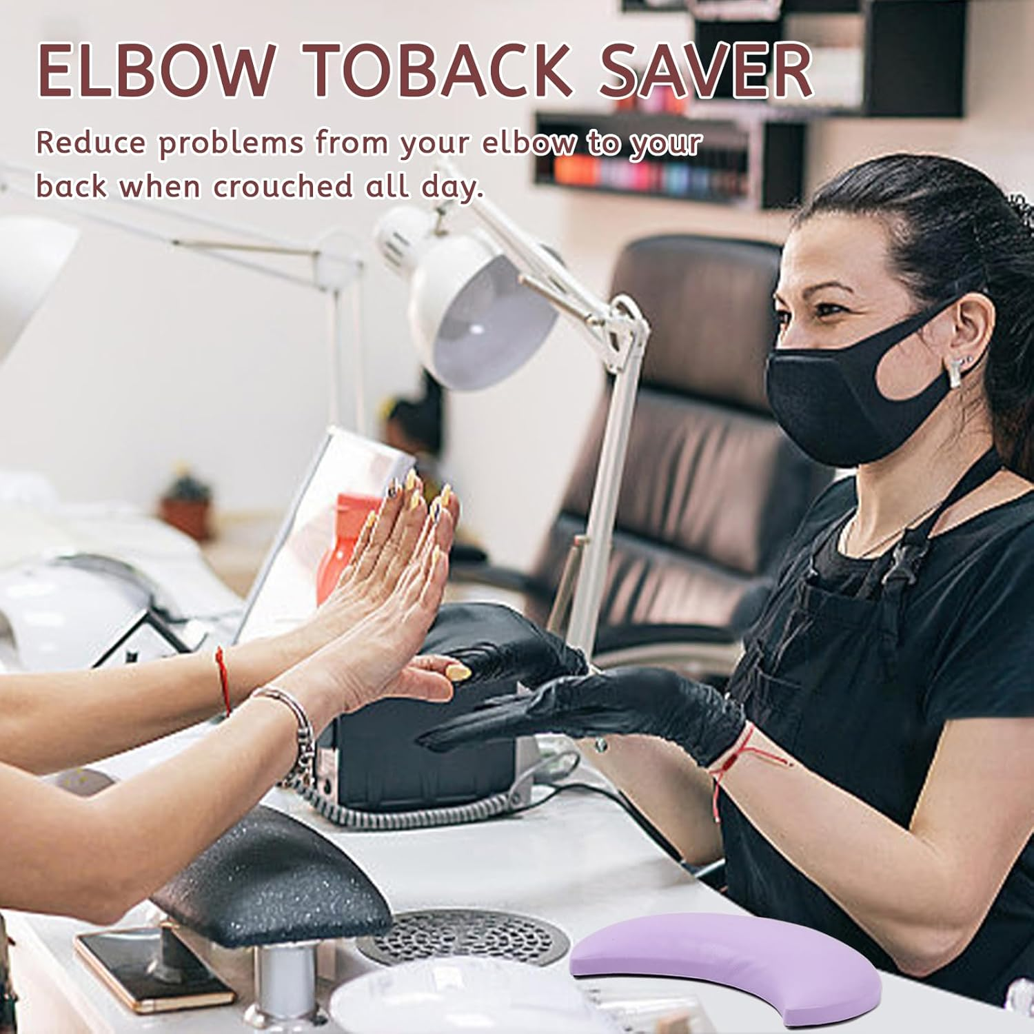 BQAN Nail Tech Elbow Rest, Soft Nail Arm Rest for Nail Tech Elbow Rest Pad Nail Tech Supplies (Purple) image number 1
