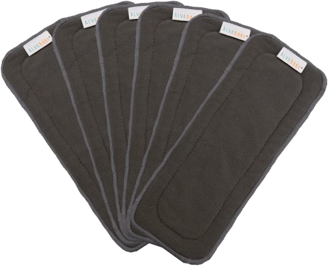 ALVABABY Charcoal Bamboo Inserts,Natures Cloth Diaper Liner,5-Layer Bamboo Charcoal Viscose Staple Fiber Inserts,Reusable Liners for Baby Cloth Diapers 6Pcs 6ZTN image number 4