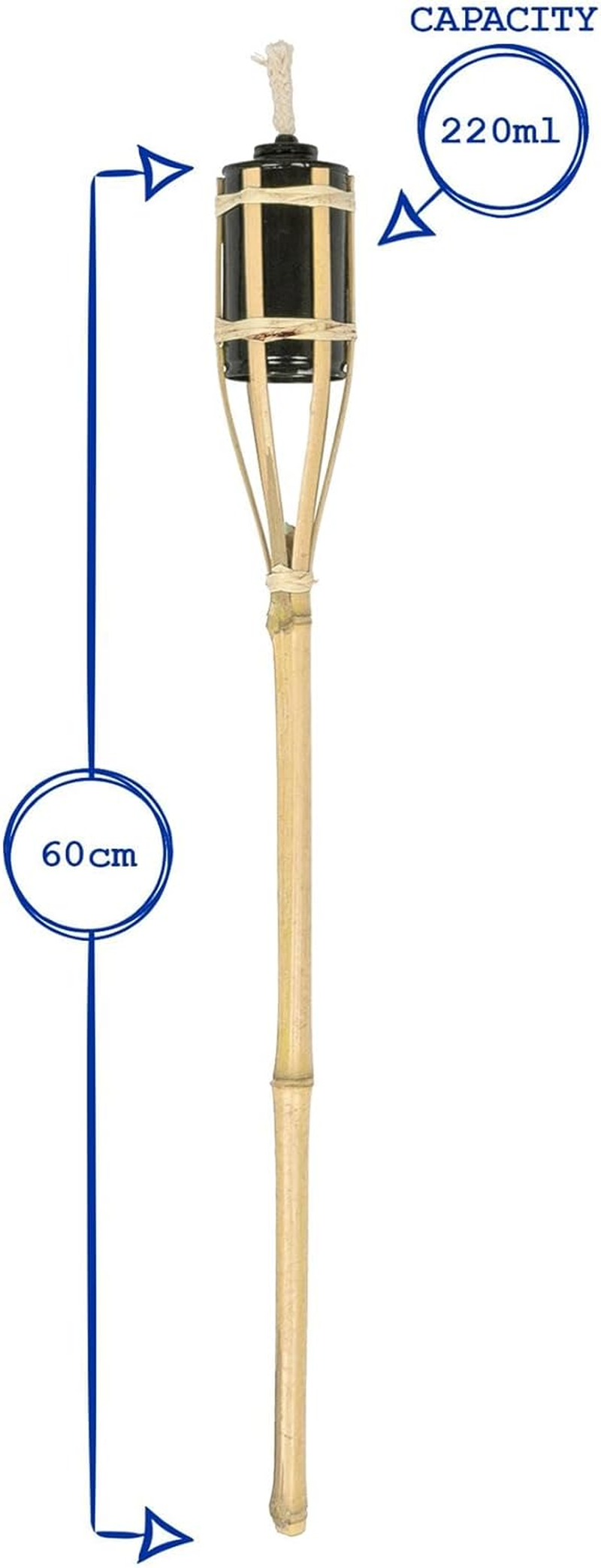 Harbour Housewares Bamboo Fire Torches - 60Cm - Yellow - 12X Garden Lighting Traditional Tiki Torches Outdoor Paraffin Oil Lamp Candle Flame Lantern with Removable Screw Top image number 5