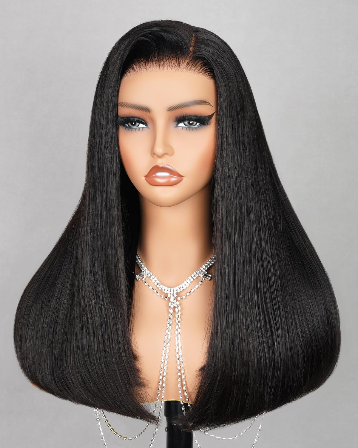 MEGALOOK Salon-Quality Ready to Go Glueless Wigs Human Hair 220% Density Pre Cut HD Lace 5X6 Pre Cut Lace Frontal Wig 12A Silky Straight Wig Human Hair Real Pre Plucked Bleached Tiny Knots 18 Inches