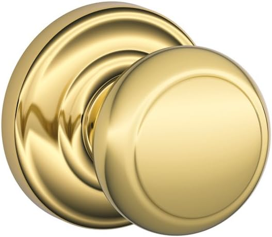 Schlage Andover Dummy Knob, Andover Rose, Bright Brass