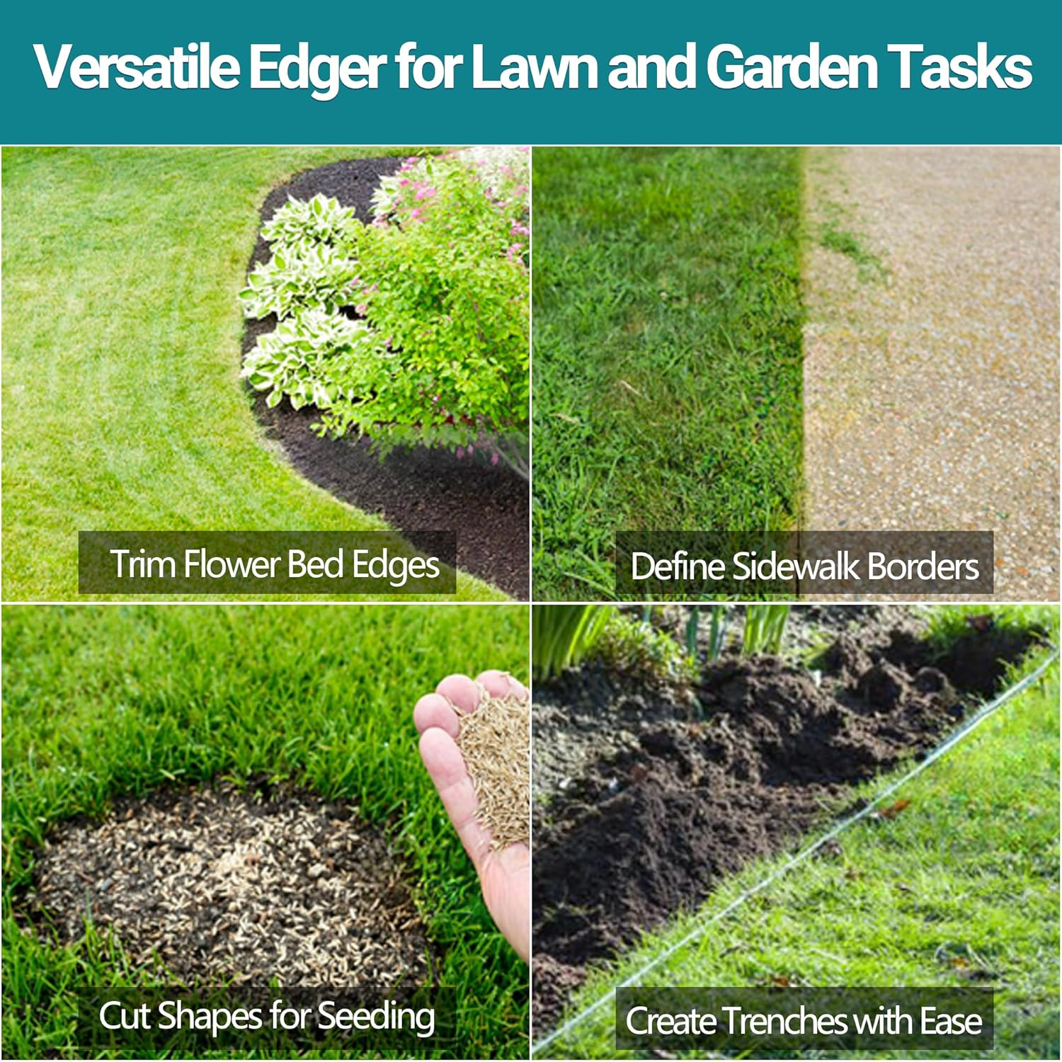 Edger Lawn Tool 41In Border Edger with Tempered Spring Steel Blade Long Rubber Handle Wide Footplate Rustproof Manganese Steel Half Moon Edger for Garden Maintenance image number 5