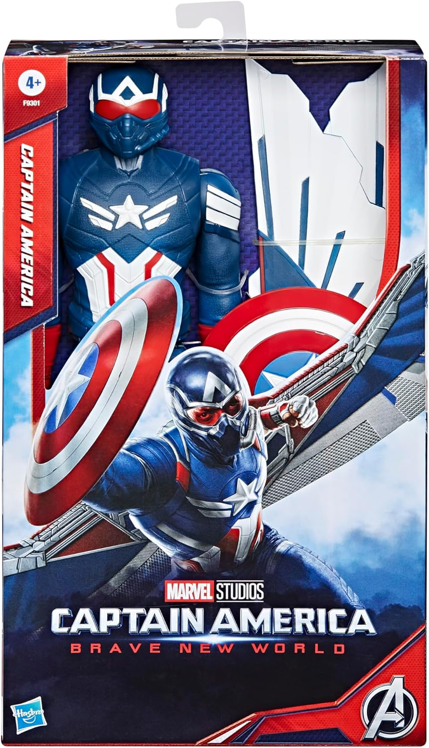 Marvel Studios Captain America Brave New World, 12-Inch Deluxe Captain America Action Figure, Shield & Accessories, Super Hero Toys for Kids 4 and Up