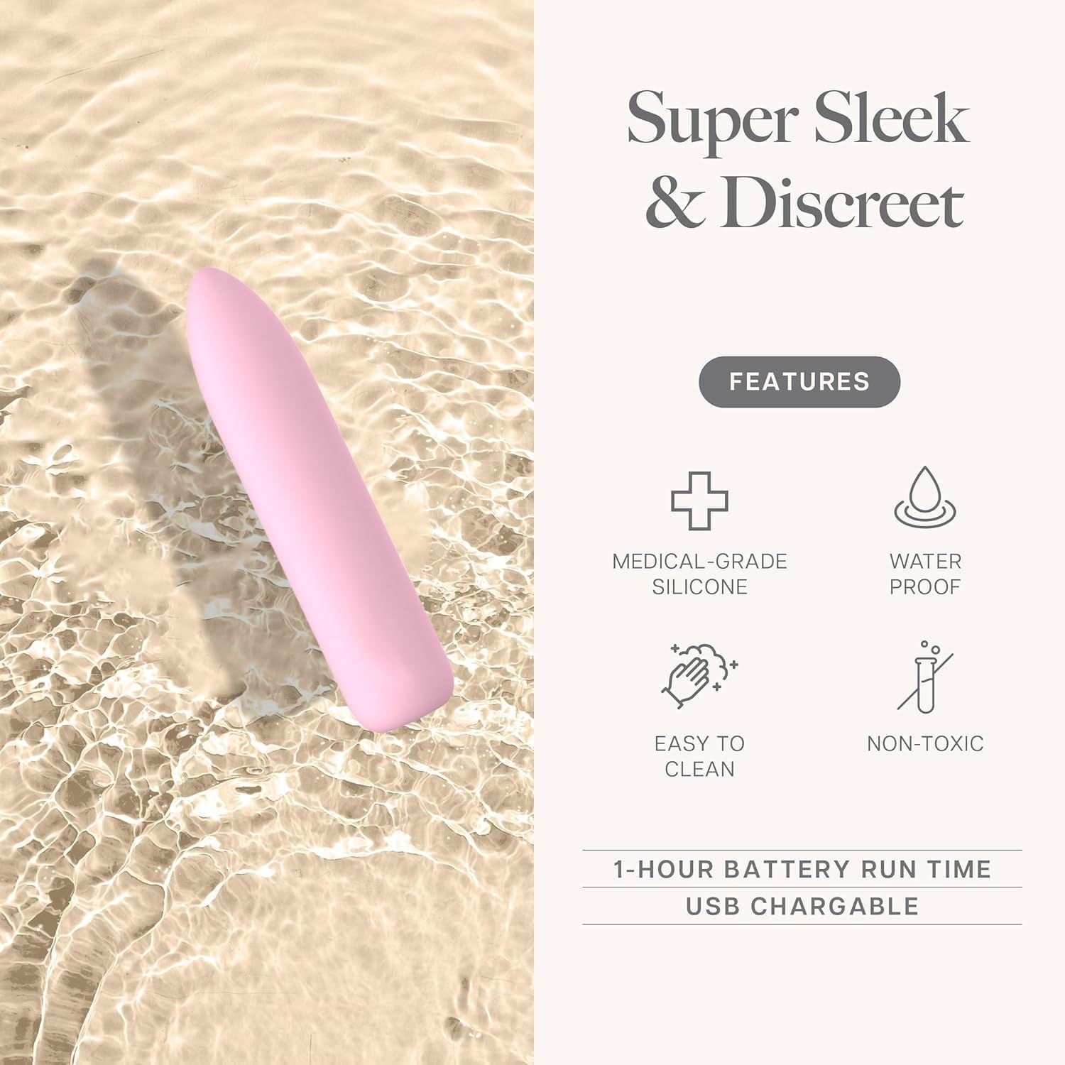 Bullet Vibrator Rechargeable for Travel Portable Waterproof Mini Massager for Women (Pink) image number 2