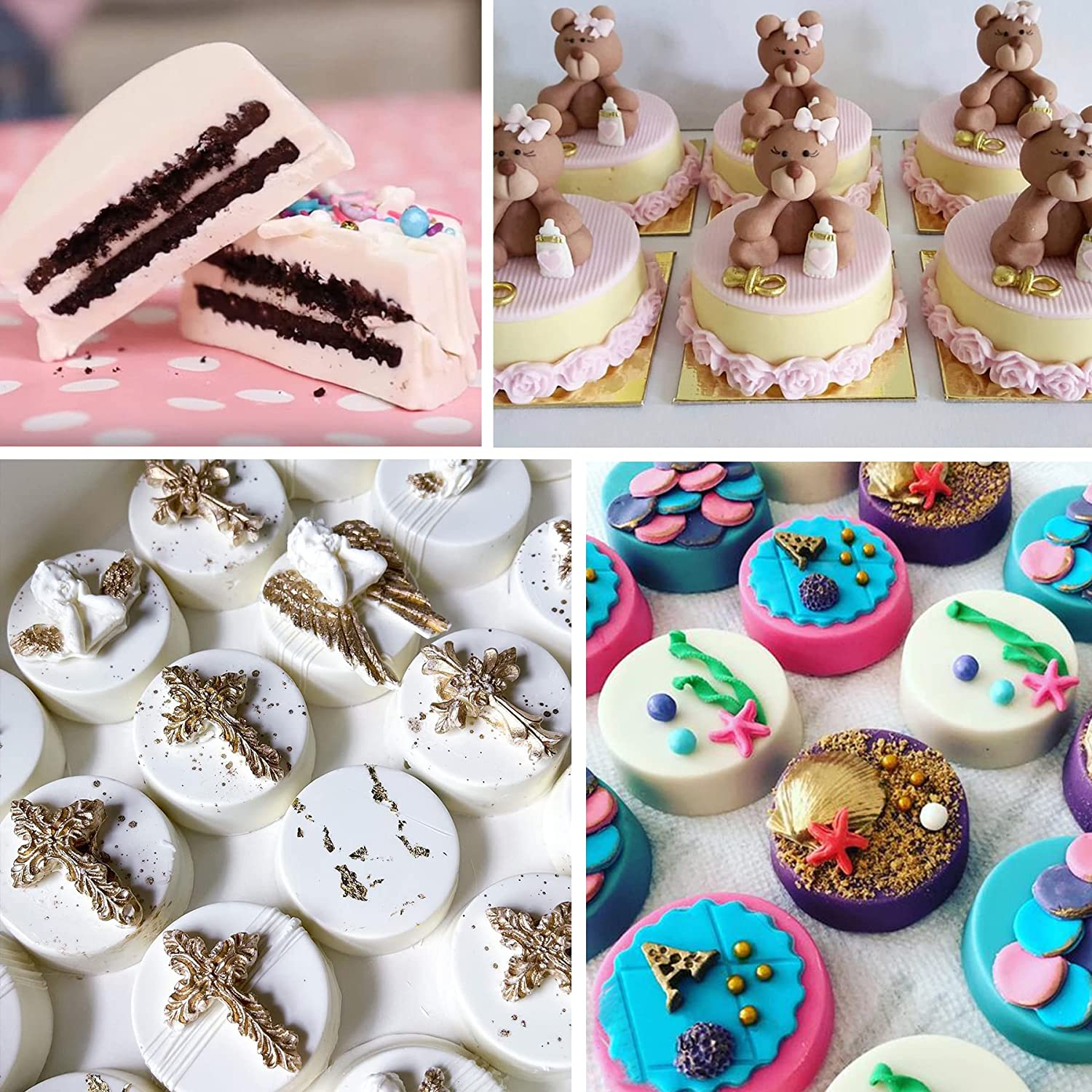 Sidosir 3Pcs Oreo Cookie Chocolate Silicone Mold, 12-Cavity round Cylinder Oreo Chocolate Cover Molds for Candy, Silicone Baking Molds for Mini Cakes, Jelly