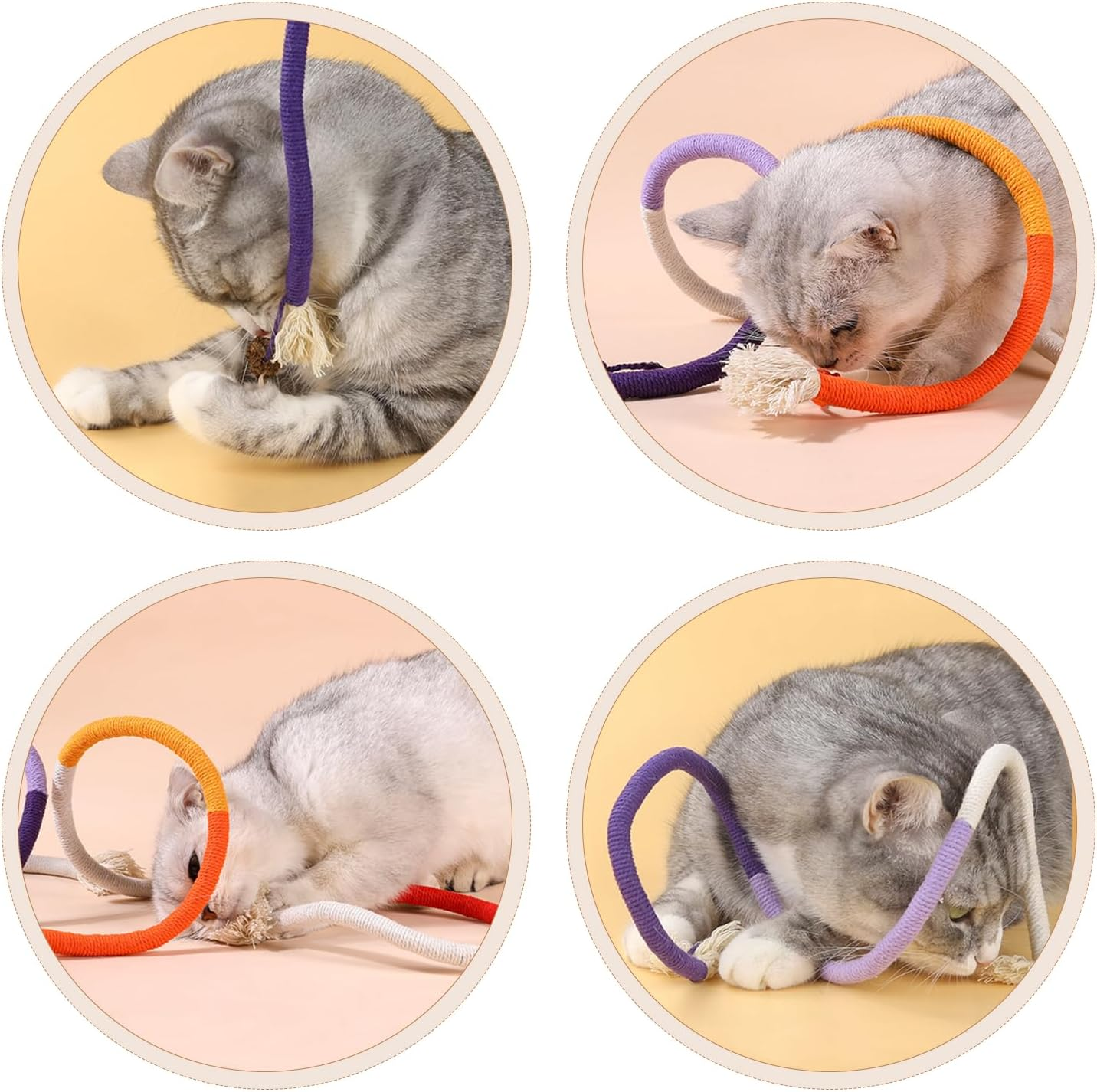 SUOXU Catnip Toy Chewing Cotton Rope, Interactive Cat Toy for Indoor, Filled with Natural Catnip, Used for Cats Dental Care against Bad Odor, 1 Cat Toy (Orange) image number 3