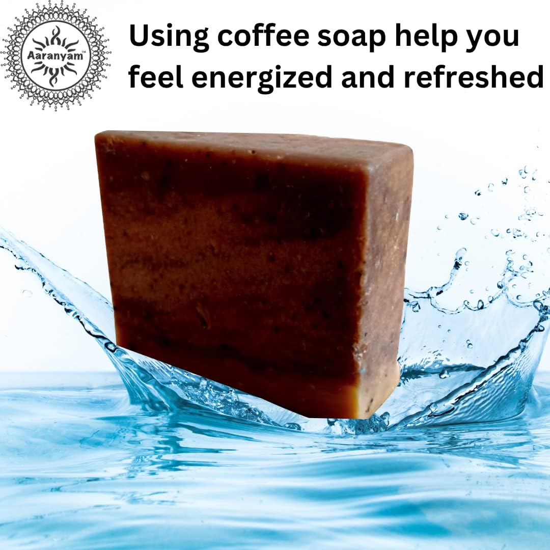 Aaranyam Handmade Soap Coffee Soap -100 Gms Each (Pack of 4) Natural Bath Soap for Men - Exfoliating Skin Shine Soap image number 4