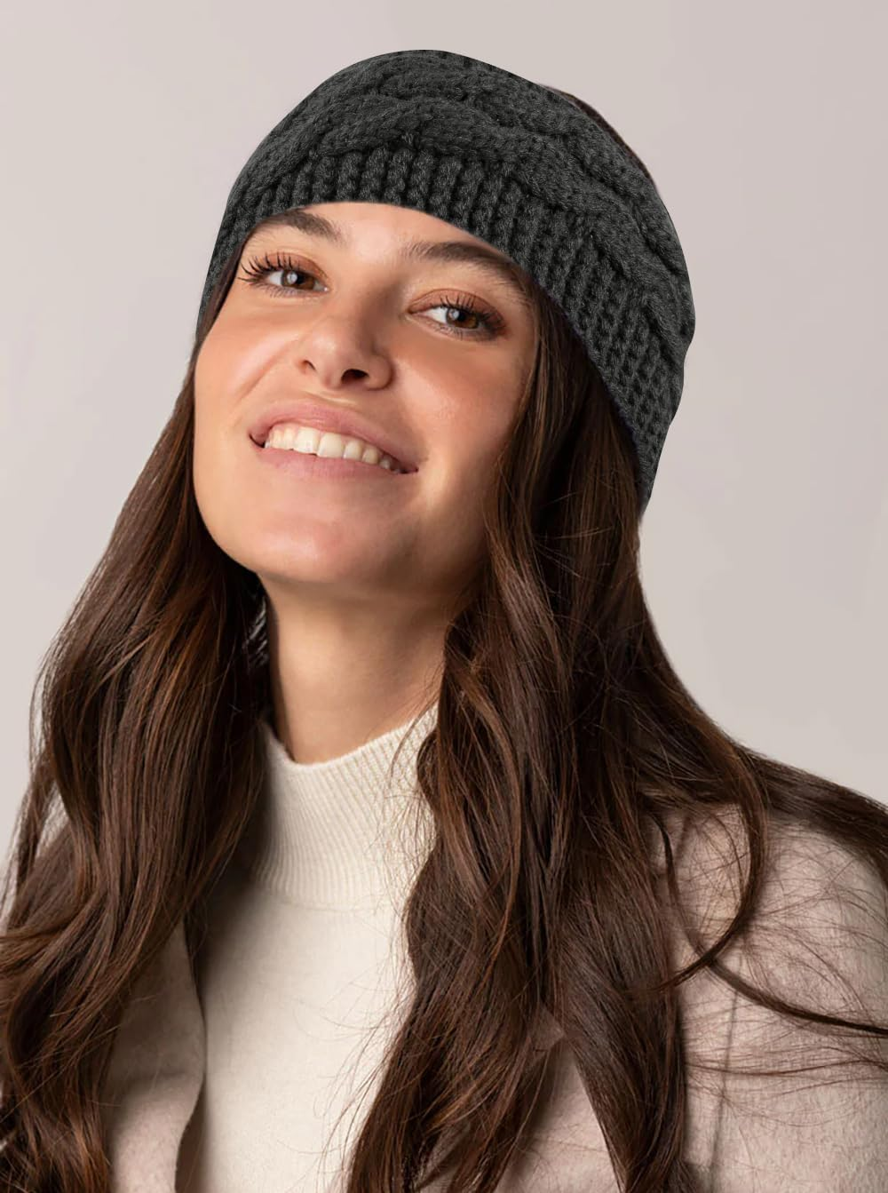 Pack of 2 Women'S Winter Headbands, Knitted Hair Band, Ear Warmers, Girls, Women, Elastic, Wide, Warm, Winter Crocheted Hair Bands, Thick Headband, Hair Accessories, Headband image number 3