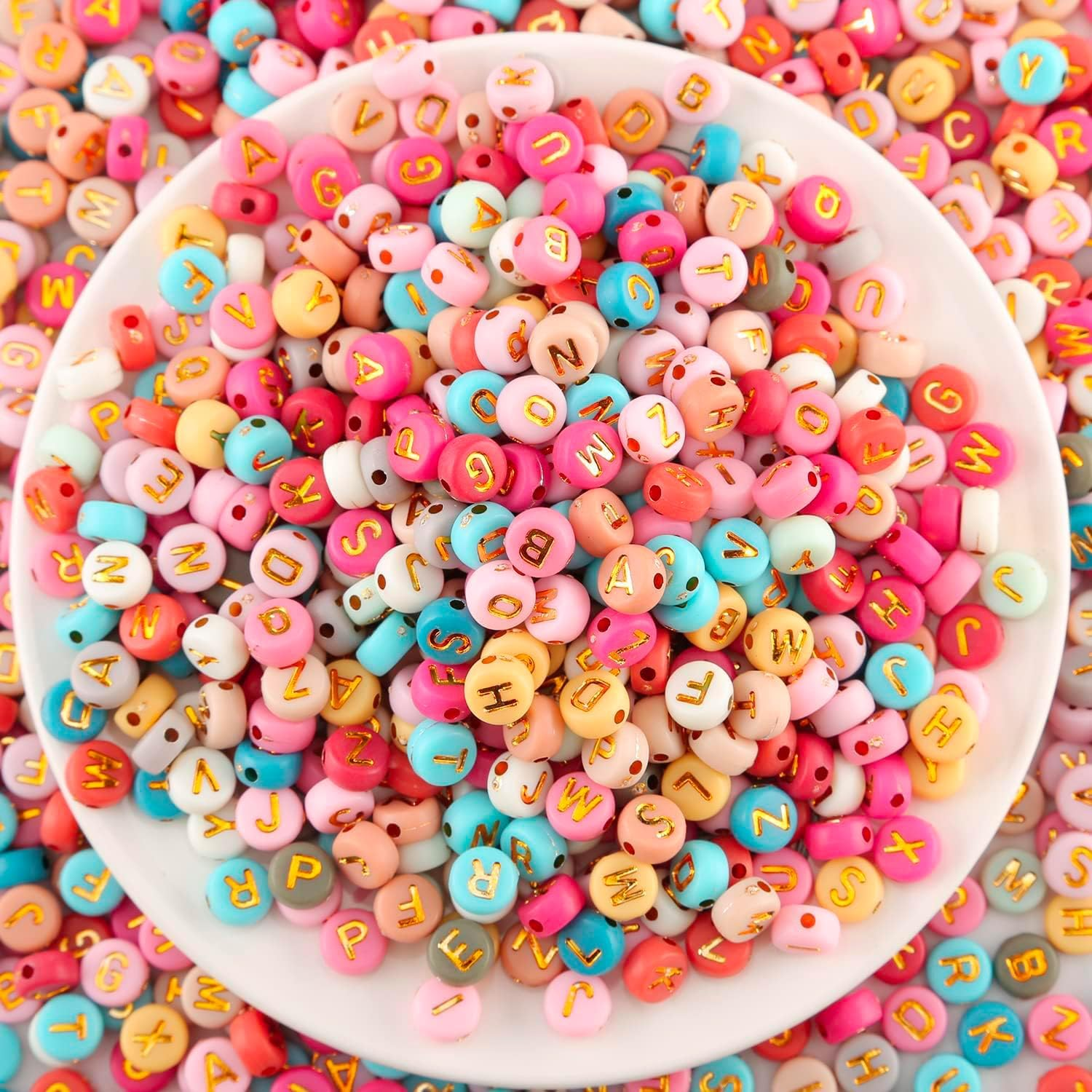 Colorful Letter Beads, 1000 Pcs, with Elastic Cord, for Making Necklaces and Friendship Bracelets