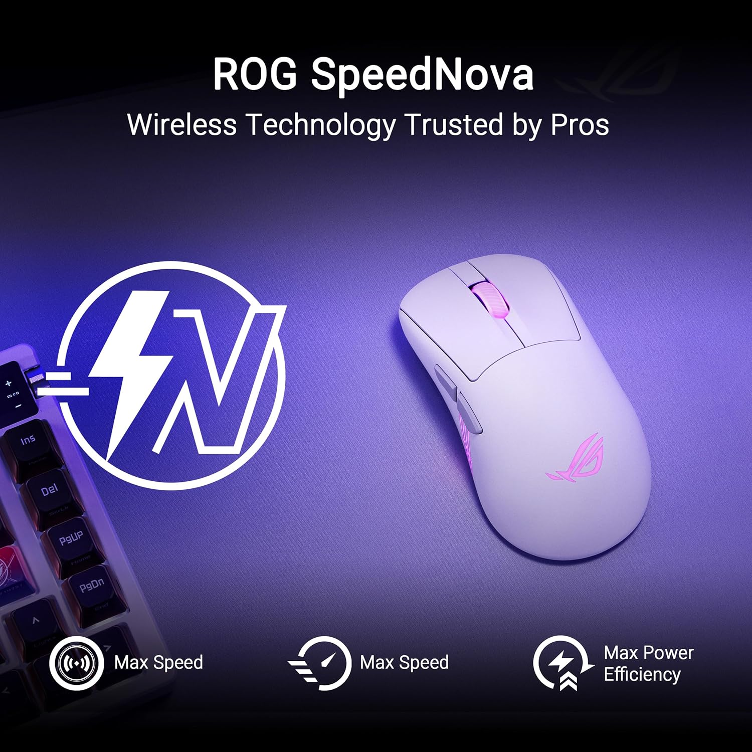 ASUS ROG Keris II Origin Wireless Gaming Mouse, 64G Lightweight, Ergonomic, Push-Fit Switch Socket, 42K Optical Sensor, ROG Micro Switch II, ROG Omni Receiver, 5 Programmable Buttons, Moonlight White image number 4
