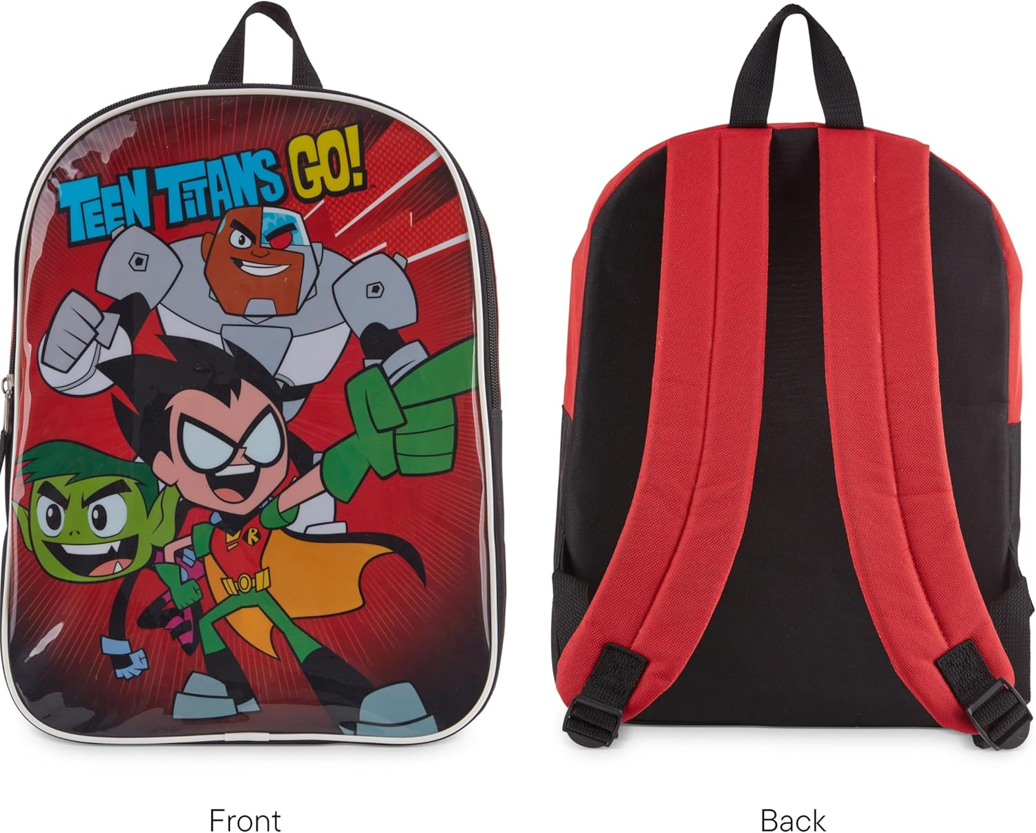 DC Comics Teen Titans Go Toddler Boy Backpack for Kids - Toddler Backpack with Padded Straps & Zip Compartment Little Kids Backpack - Comfy Backpack for Kids & Preschool Backpack - 15", Black, 15 Inch image number 3