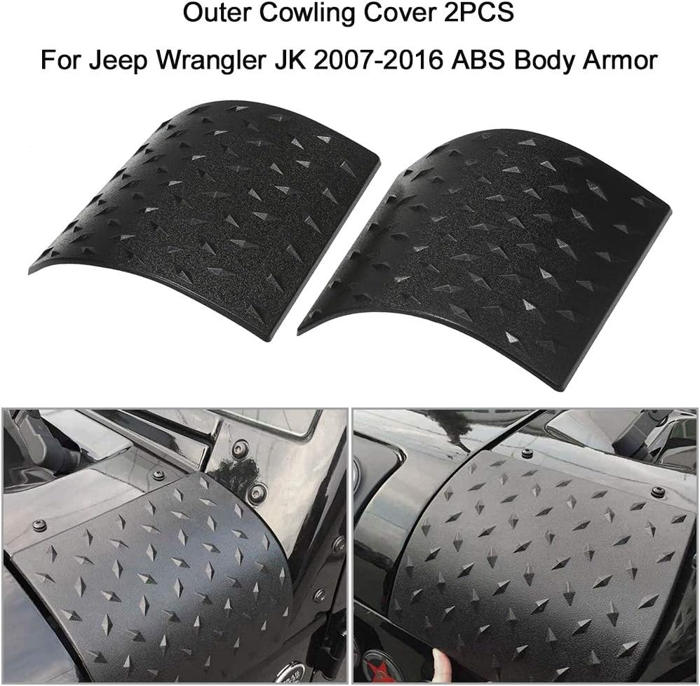 Black Cowl Body Armor Car Sticker Side Outer Cowling Cover 2PCS for Jeep Wrangler JK 2007-2016 ABS Body Armor Car Accessories VCXN image number 2
