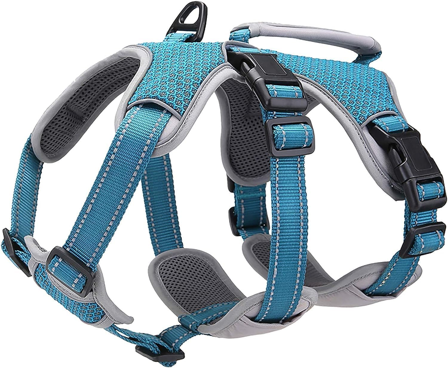 BELPRO Multi-Use Support Dog Harness, Escape Proof No Pull Reflective Adjustable Vest with Durable Handle, Dog Walking Harness for Big/Active Dogs (XL (Pack of 1), Blue)