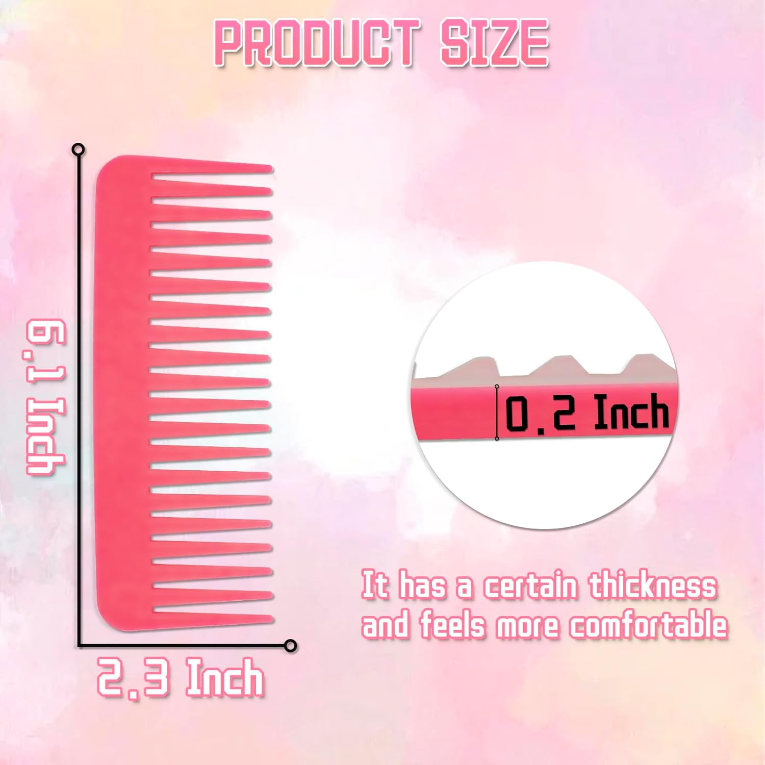 12 Pcs Wide Tooth Combs Large Tooth Combs for Wet Hair, Curly Hair, Thick Hair and Long Hair No Handle Styling Shampoo Comb for Women Men (6 Colors) image number 3