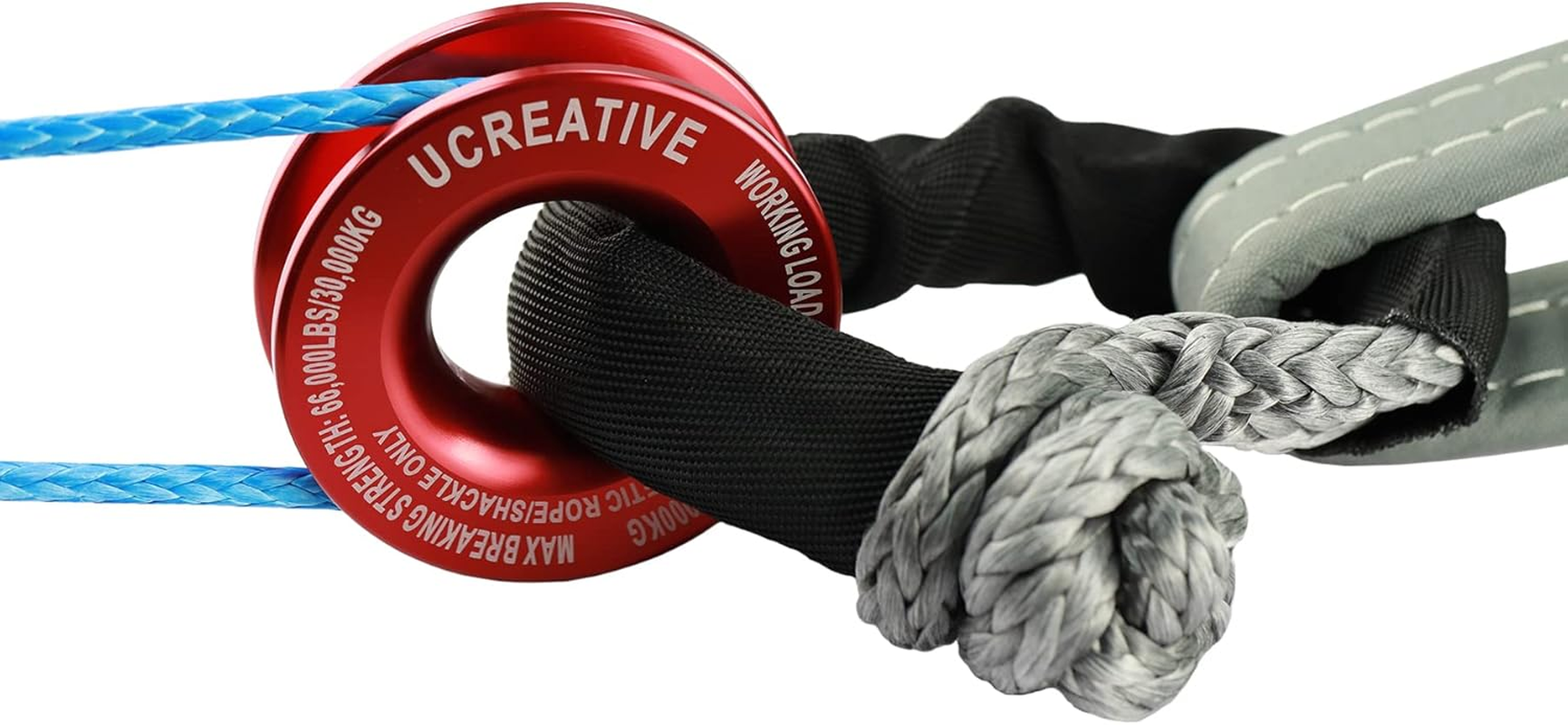 Ucreative Winch Snatch Recovery Ring 66,000 Lbs for Soft Shackle and Synthetic Rope for ATV UTV SUV Truck Off-Road Vehicle Recovery (Red) - Blue image number 5