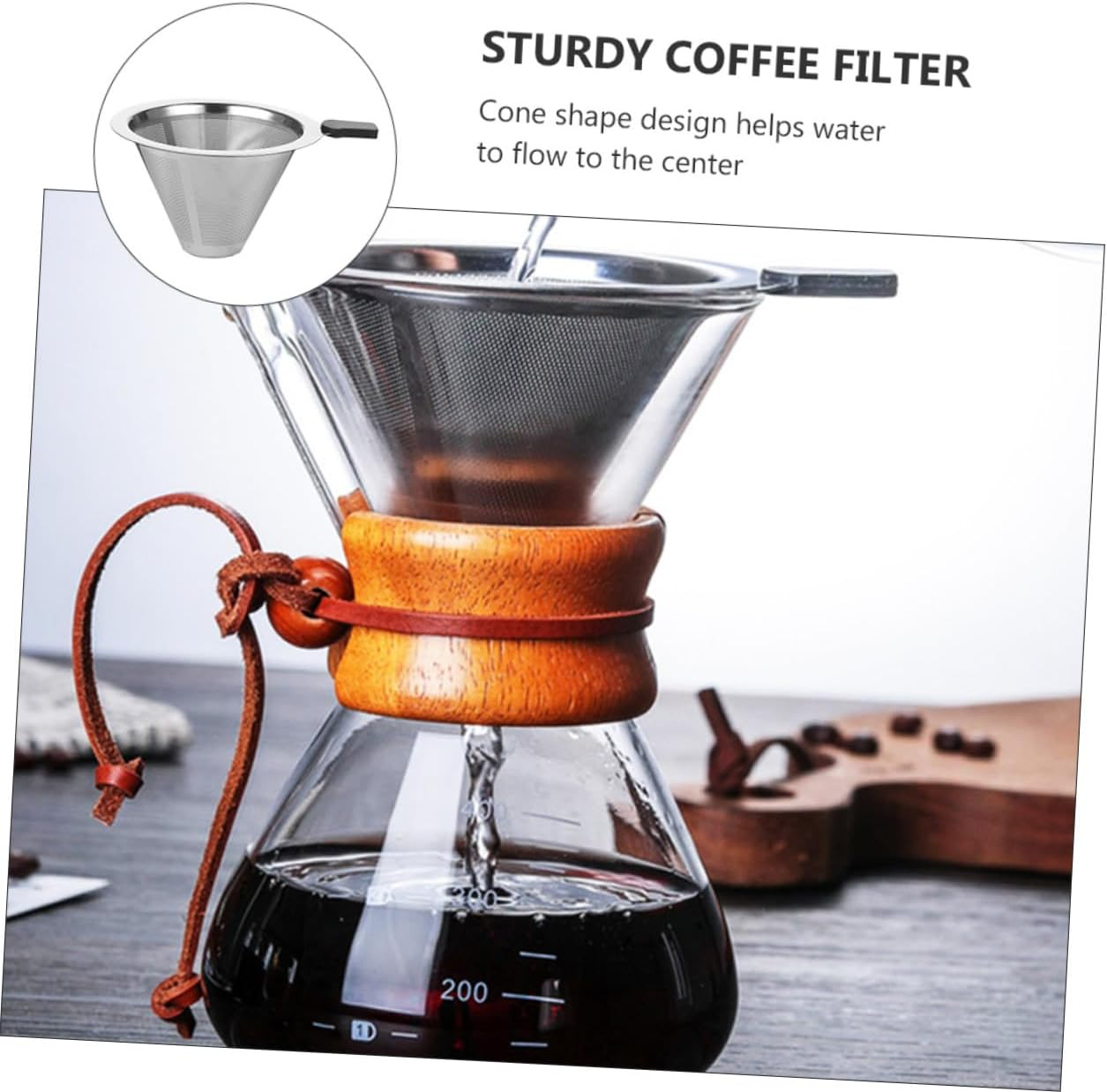 WATIIFUFU Reusable Stainless Steel Coffee Filter Mesh Strainer Rust-Proof Multipurpose Residue Filter for Drip Coffee Brewing and Flower Tea, Handheld Design, Paperless Compatible Random Style image number 2