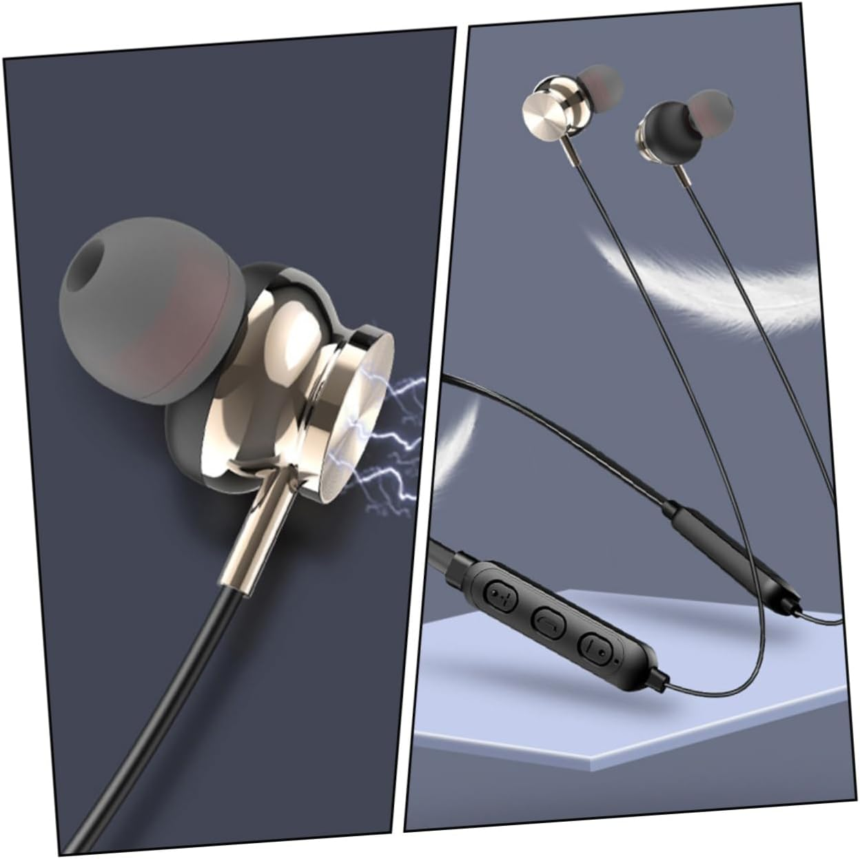 DOITOOL Neck Hanging Wireless Earpiece Stereo in Ear Earbuds with Magnetic Neckband Comfortable Tilted Design for Sports and Outdoor Use Hands Calls and Volume Control image number 2