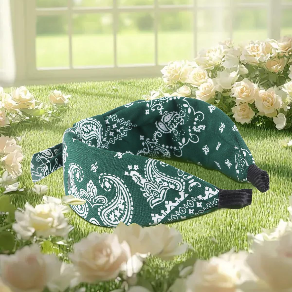 Gorise 5-Piece Set of Women'S Vintage Stretch Headbands Non-Slip Bohemian Wide Earrings 1920S Style Love Knot Hair Accessories Yoga Fitness Party Wedding Decorations