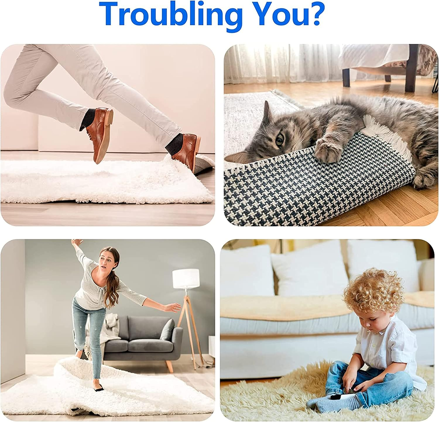 UCINNOVATE 17X Rug Gripper, Non-Slip Rug Pads, Rug Gripper for Hardwood Floor, Carpet Gripper for Area Rugs, Double Sided and Reusable anti Curling Rug Gripper, Strong Stickiness and Easy to Remove image number 1