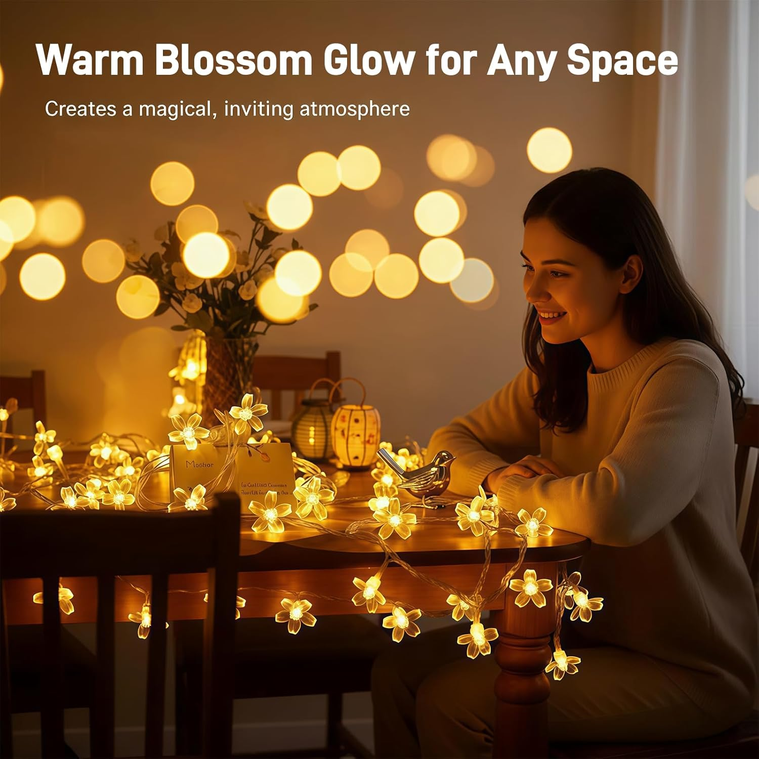 Jeyzuroa 6M 40 LED Battery Operated, Waterproof Indoor Outdoor Fairy Lights, Warm White for Garden, Wedding, Party Decoration(Battery Not Included) image number 1