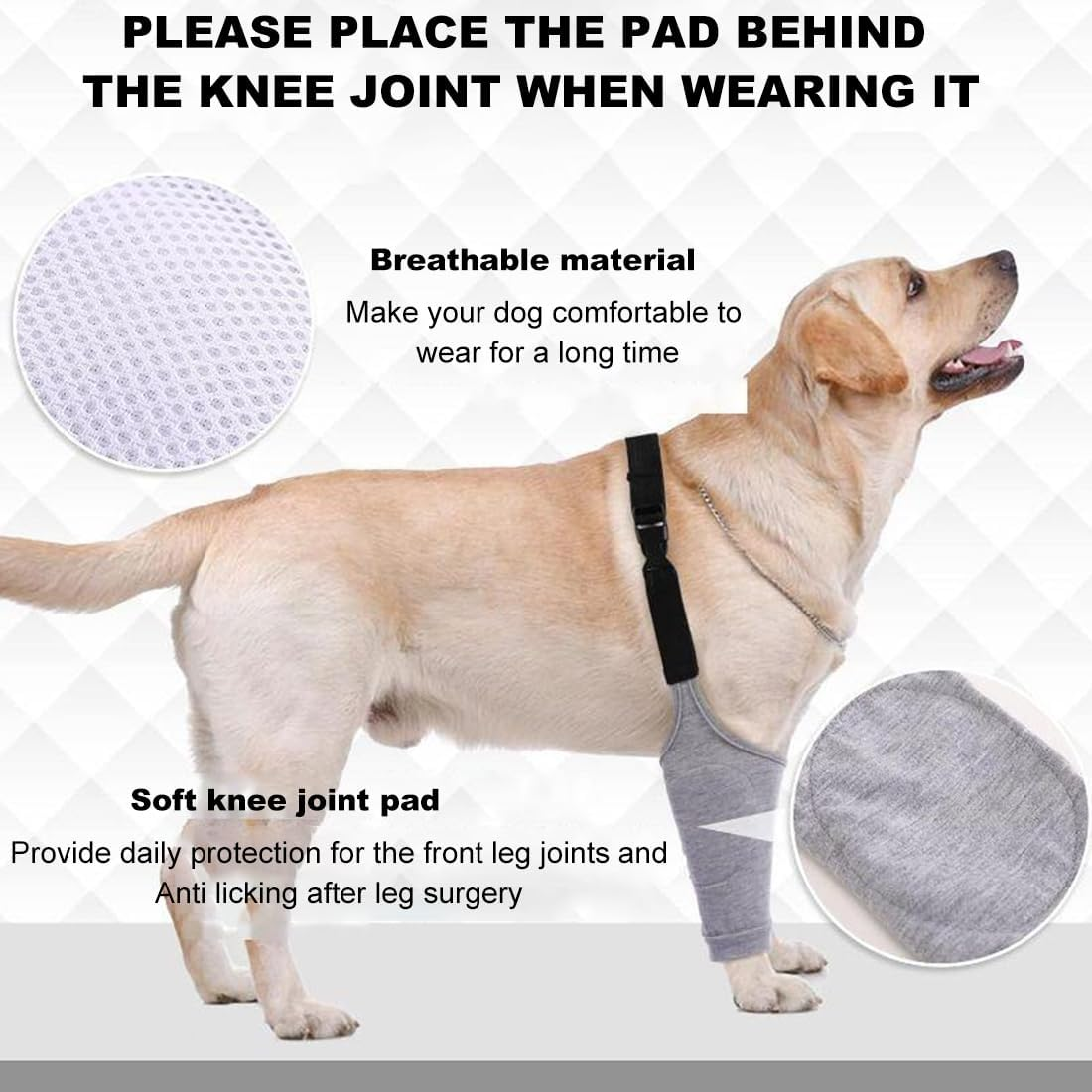 Elbow Pads for Dogs, 1 Piece Front Leg Sleeves for Dogs, Dog Elbow Bandage Protector, Dog Front Leg Pads, Elbow Bandage Protector, for Hot Spots, Wounds, Bandages, Grey, L