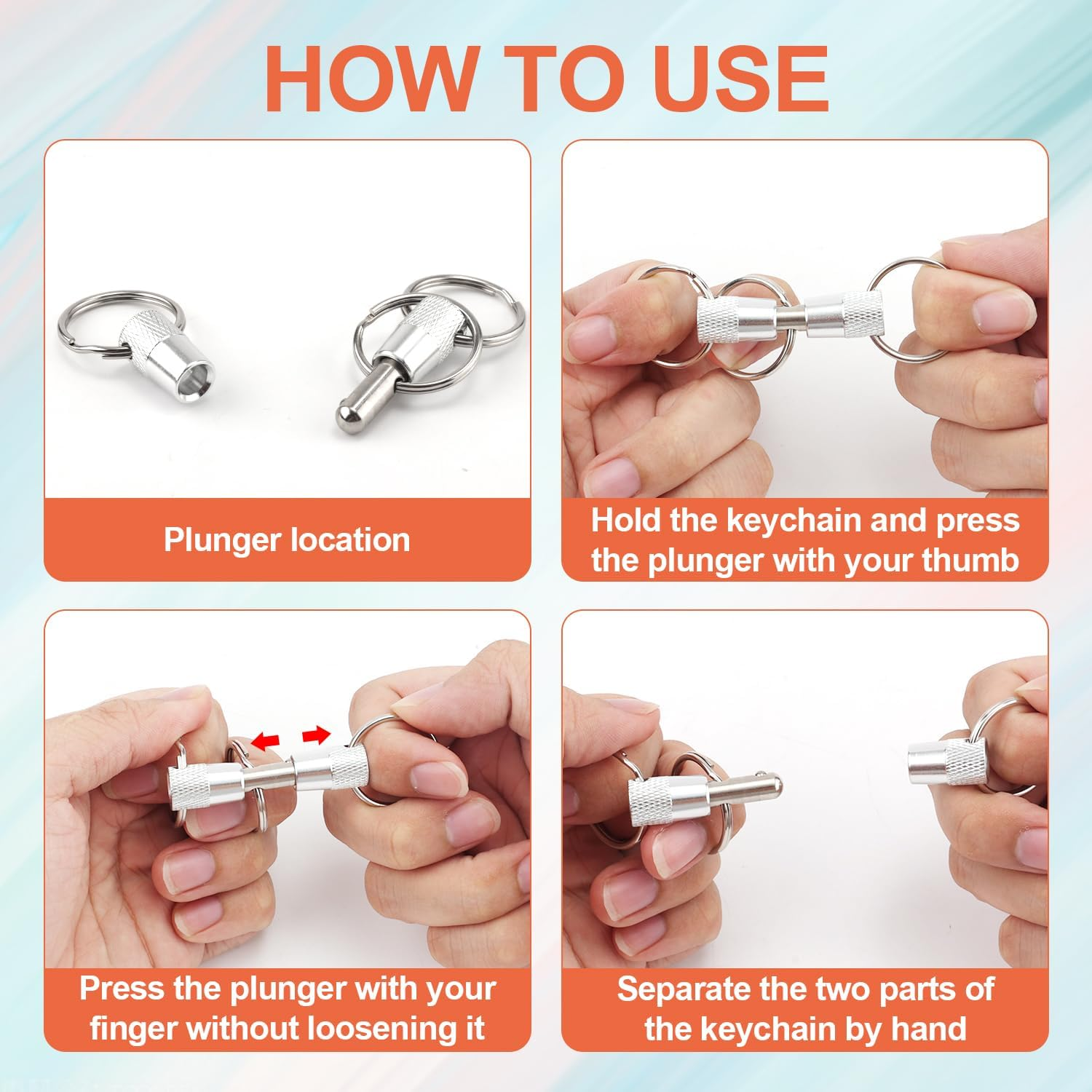 NQEUEPN 3-Way Quick Release Keychain, Detachable Key Rings Pull Apart Separate Quick Disconnect Release Convenient Accessory image number 3