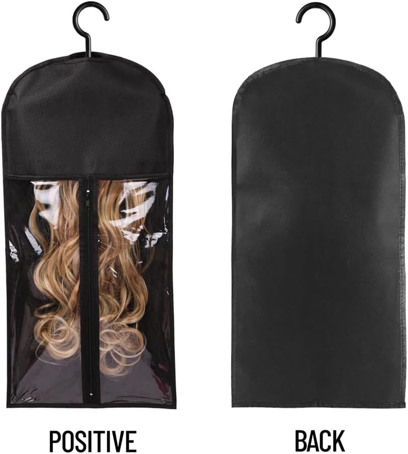 Elqater Hair Extension Holder for Multiple Wigs Holder Wig Bags Storage with Hanger Hair Extension Storage Wig Storage 12Piece image number 4