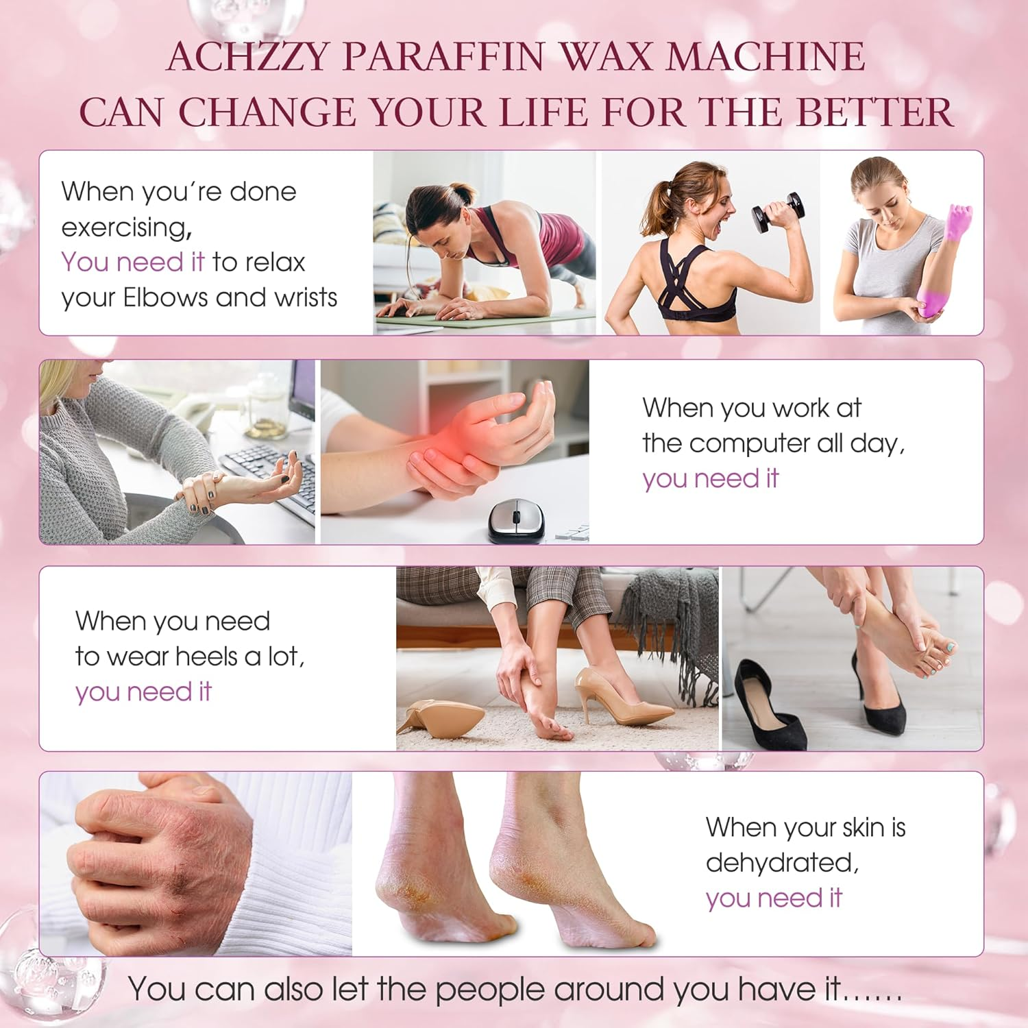 Achzzy Natural Paraffin Wax Refills, 6 Pack Paraffin Wax Blocks of Unscented for Paraffin Bath, Paraffin Wax for Hand and Feet for Deep Hydration, Moisturizing and Nourish (Unscented) - Purple image number 6