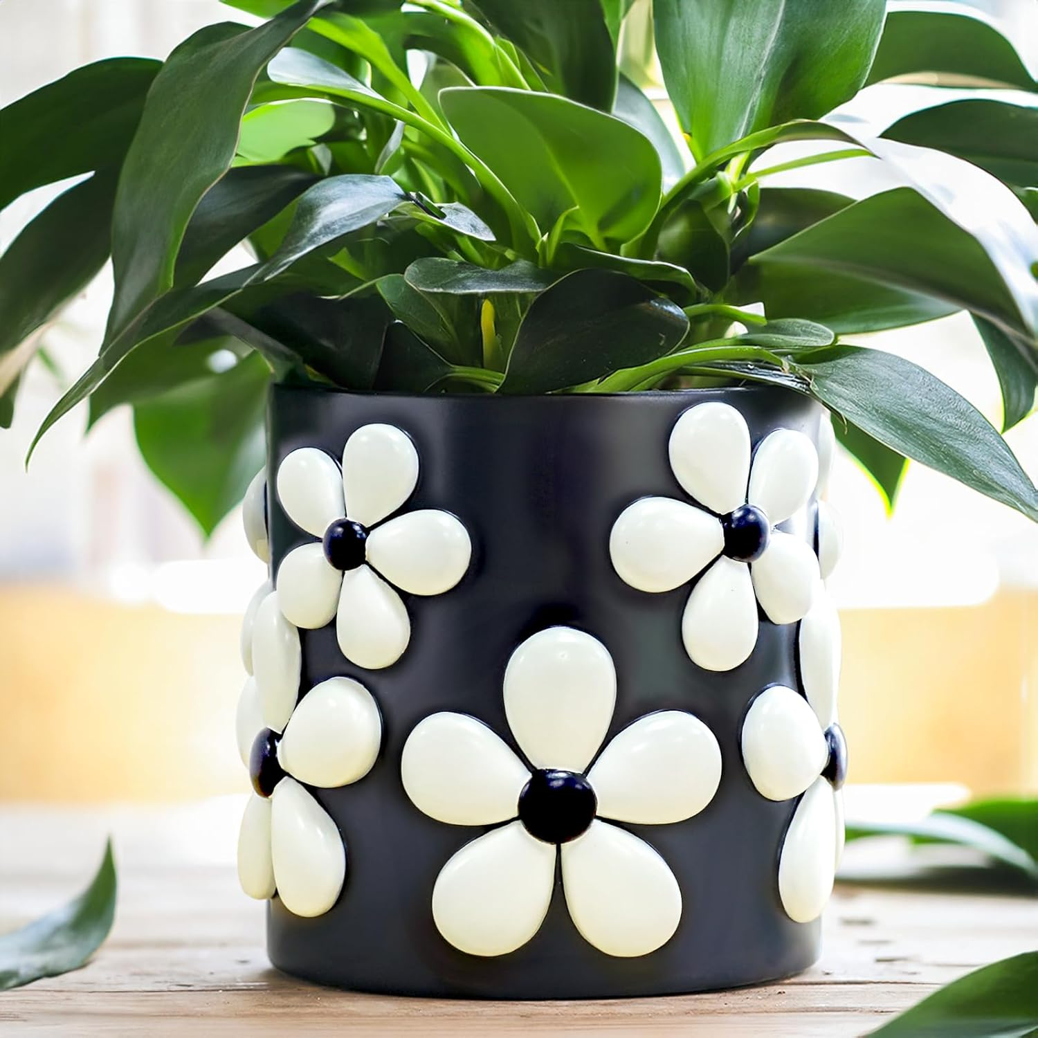 GUGUGO Colorful Flowers Planters Cute Unique Rainbow Planter with Drainage, Vintage Retro Flower Plant Pots for Indoor & Outdoor Plants, Eclectic Succulent Gardening Pot for Boho Modern Home D&eacute;cor-D