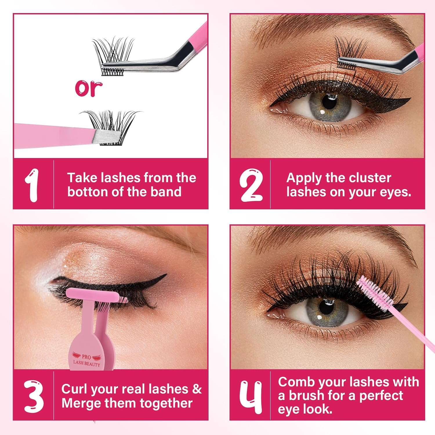 Lash Applicator Tool,Pro, 1 Lash Tweezers 1 Lash Applicator for Lash Clusters plus 1 Upgraded Eyebrow Tweezers DIY Eyelash Extension Tweezers Kit Eyelash Applicator Tool (3 Pcs) image number 1