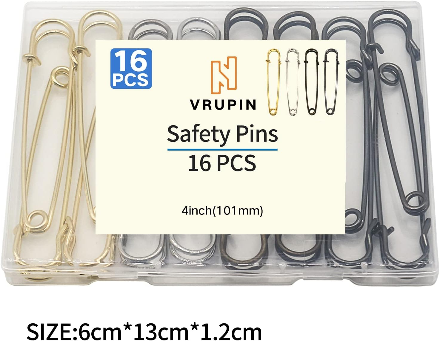 Vrupin 16Pcs Extra-Large 4Inch Safety Pins for Crafting, Heavy Duty Blanket Pins Bulk Steel Fasteners for Blankets Crafts DIY Craftsmanship Skirts Kilts Brooch Making image number 6