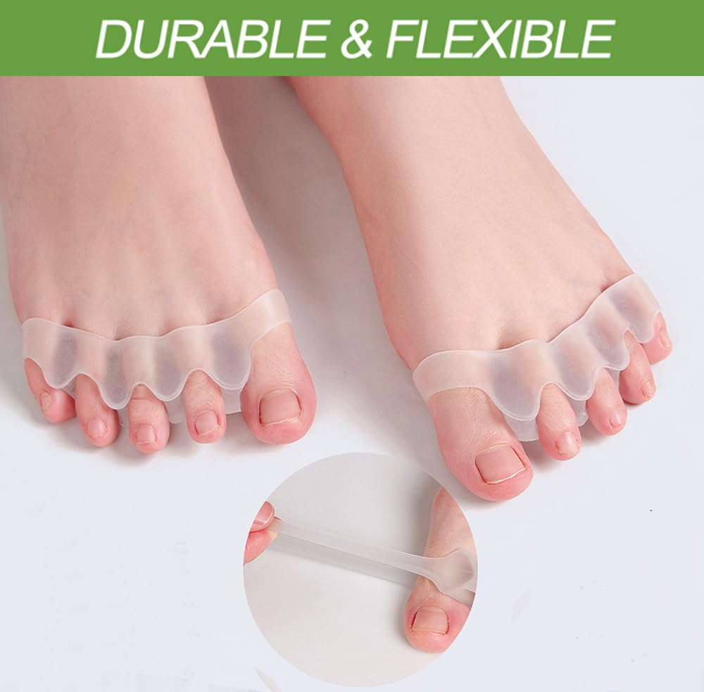 8Pcs Toe Spacers,Soft Gel Toe Separators and Spreaders to Correct Bunions and Restore Toes to Their Original Shape,H HOME-MART Bunion Corrector Toe Spacer Toe Straightener Toe Stretcher Big Toe Correctors (Blue+Blue+White+White(4 Pairs)) image number 4