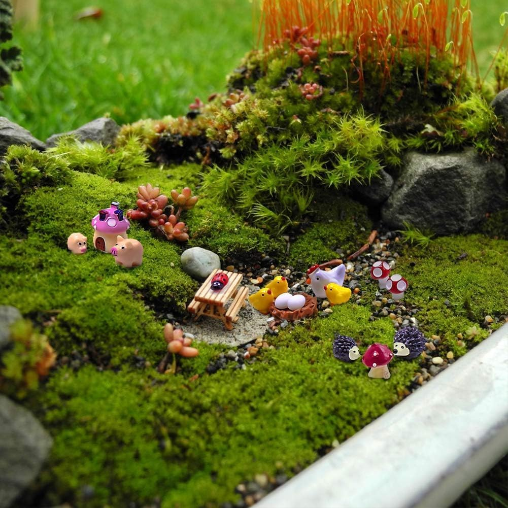 Selected 100 Pcs Fairy Garden Accessories, Mini Resin Animals, Miniature Figurines, Micro Landscape Ornaments Kit, Garden DIY Animals, Environmental Resin, Forest Encounters image number 2