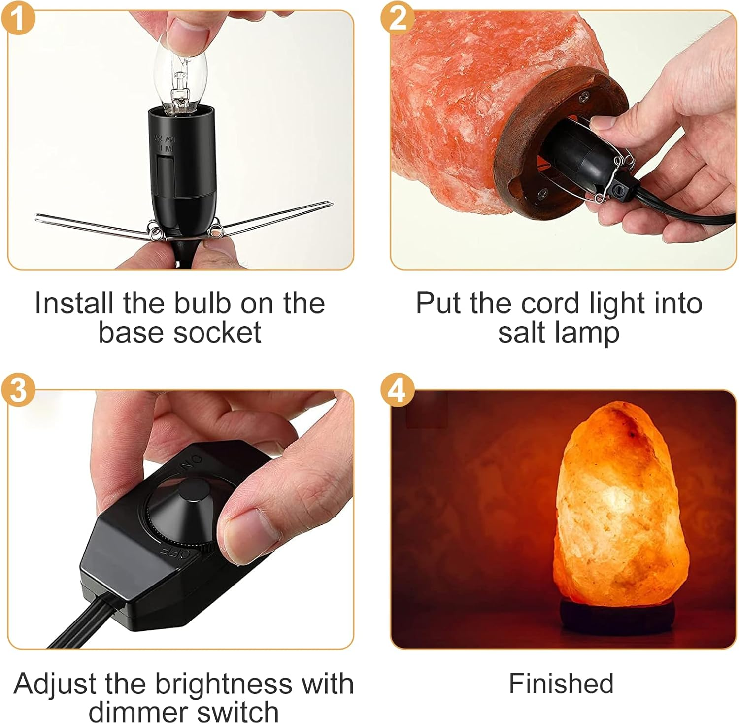 Himalayan Salt Lamp &ndash; Natural Pink Rock Lamp with Wooden Base, Warm Dimmable Glow, Relaxing Home Decor (4-7LB) &ndash; Thoughtful Gift from the Himalayas