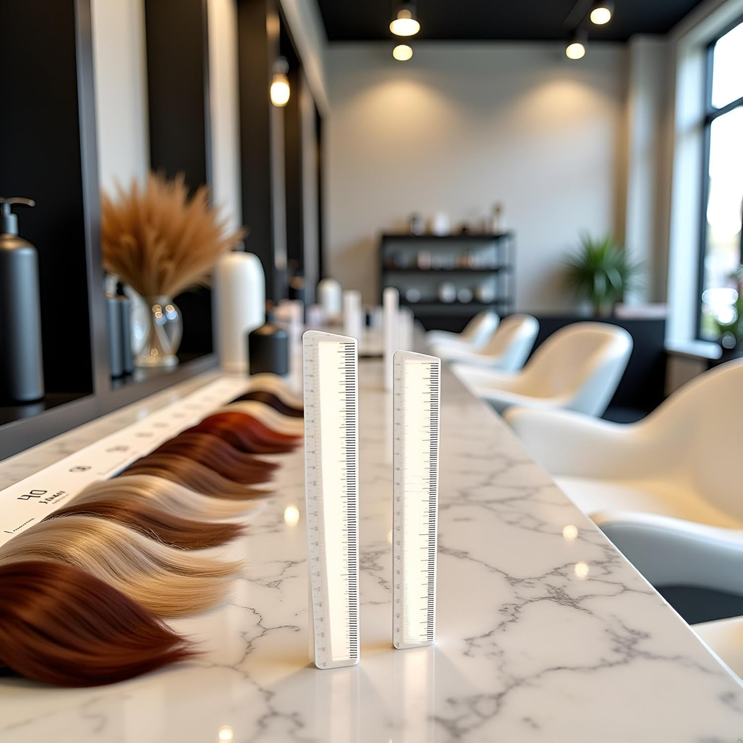 2Pcs White Professional Hair Cutting Combs Set, Salon Hair Styling Measure Combs, anti Hairdressing Barber Styling Tools and Appliances