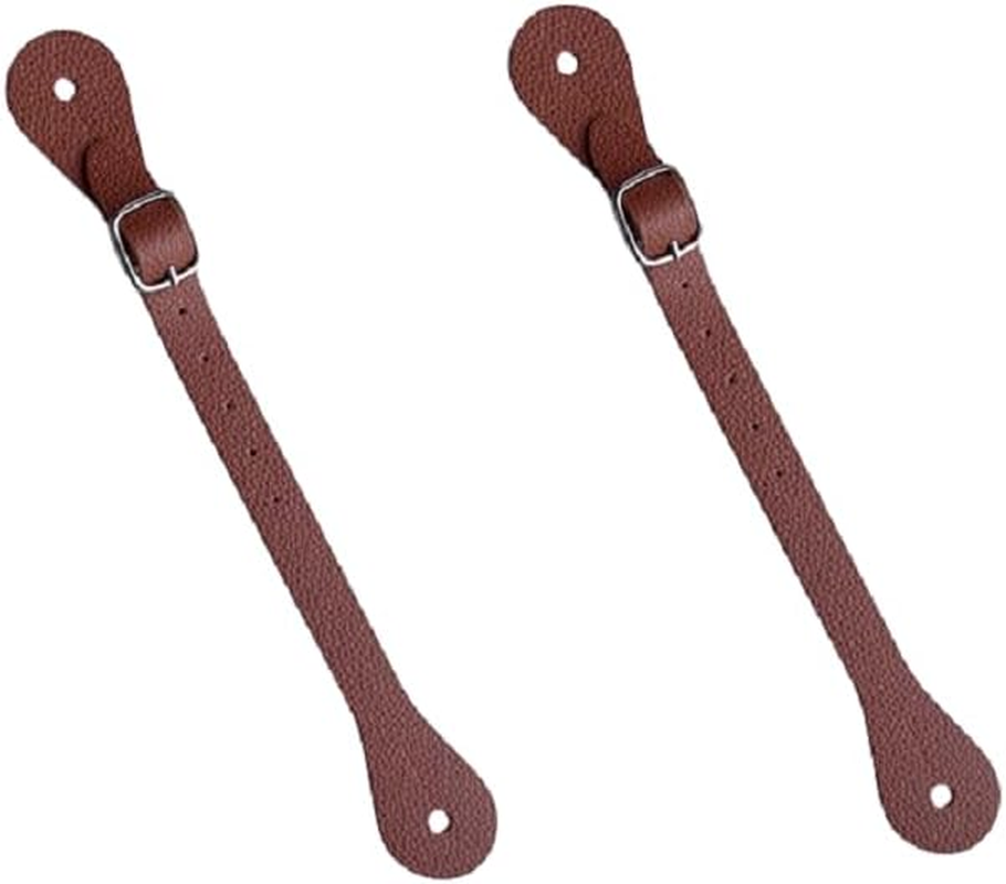 2 Pcs Leather Single Ply Man Woman Adjustable Boot for Thigh High Boots Spur Straps Riding Leather Spur Straps (Brown, 3.2 * 25Cm) image number 3