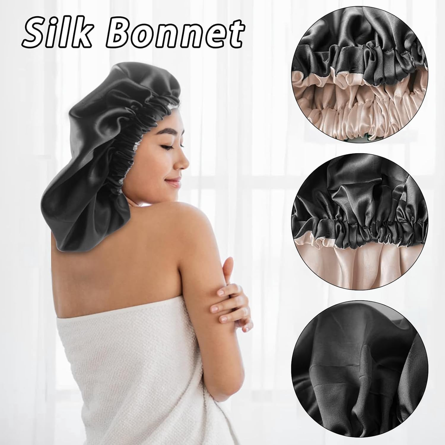 Harewu 2 Pcs Satin Bonnet Silk Bonnet for Sleeping