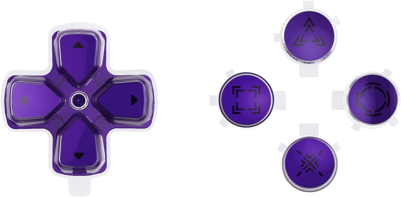 Extremerate Replacement Custom Dpad Action Buttons Three-Tone Purple & Clear with Redesigned Symbols D-Pad Face Buttons Compatible with Ps5 Controller image number 2
