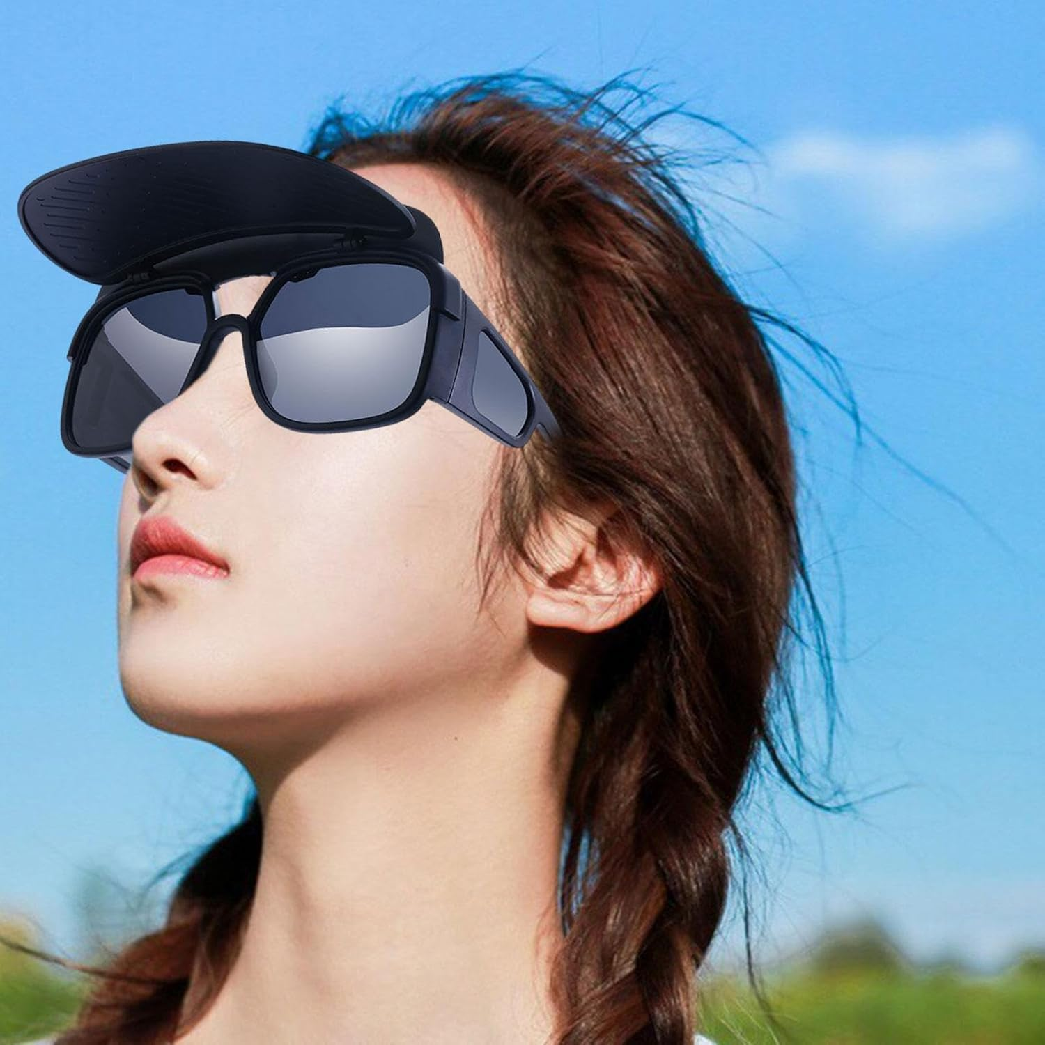 Sunglasses Sunvisor, Sunvisor Sunglasses with Sunvisor Attached, Funny Waterproof Cycling Glasses, Detachable Sunvisor for Fishing, Hiking, Outdoor Puchen image number 1