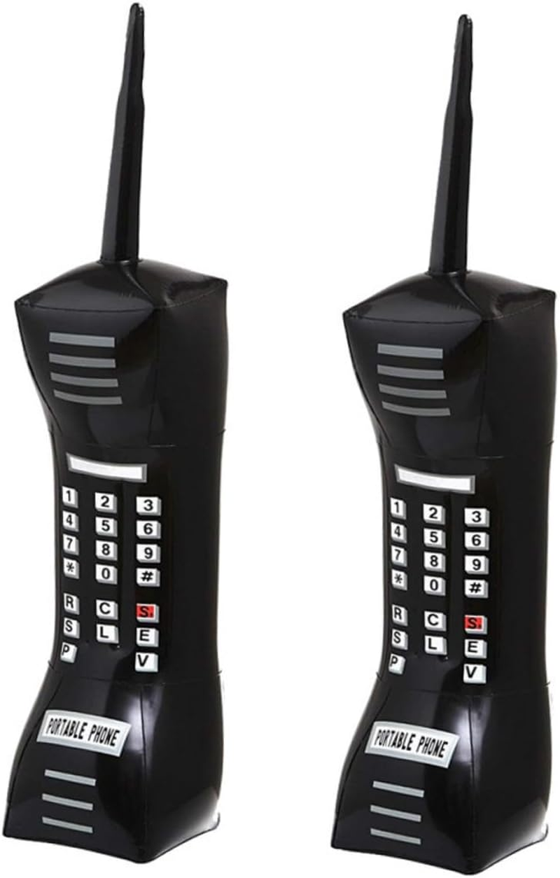 SAFIGLE 2Pcs Inflatable Vintage Toy Mobile Phones for Clueless Party Black Fake Phone Props image number 6