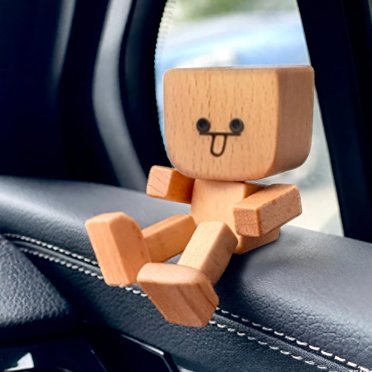 Shaking Wooden Man Figurine, 8Cm Shaking Wooden Man Figurine for Car Dashboard, Funny Wood Desktop Decorfor Sedans Pickups Trucks Commutes Road Trip - 10 image number 6