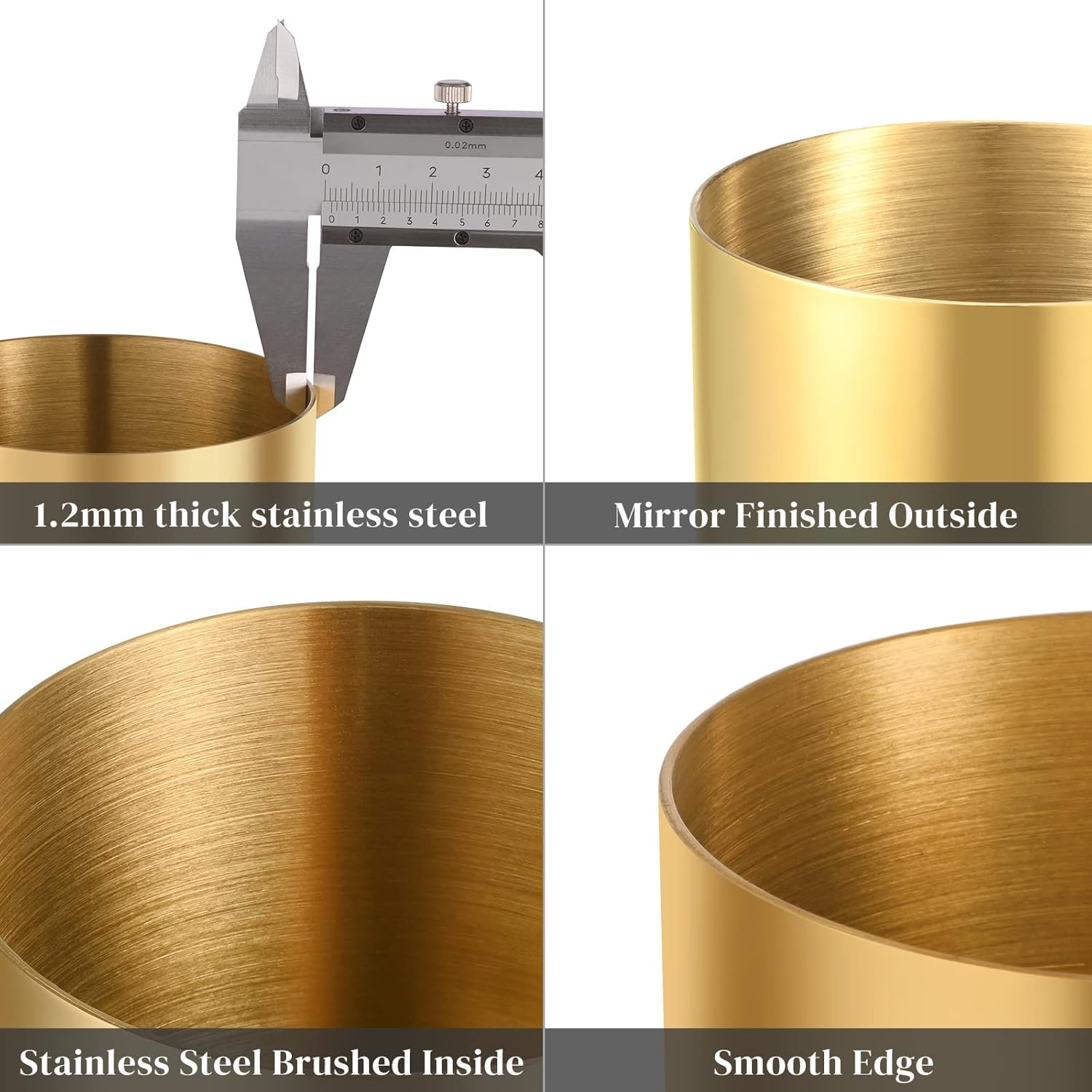 Gold Pen Holder for Desk, 304 Stainless Steel Pen Holder, Vases, Flower Pot, Makeup Brush Holder, Desk Accessories, Stationery Organizer image number 3